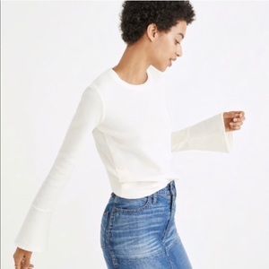 White Madewell Sweater with Flare Sleeves